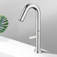 Robinet de cuisine en acier inoxydable, contemporain, à poignée unique, commande unique, rotation à 360 degrés, eau froide et chaude, céramique