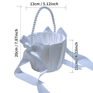 Panier de demoiselle d'honneur pour mariage, panier à pétales en dentelle blanche, petit panier pour porte-alliances, cérémonie nuptiale - Product Image 2