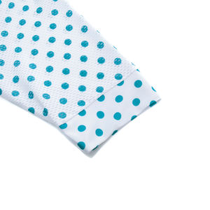 Cyan Polka Dot Printed <b>Cycling</b> Jersey Short Sleeve Full Zip Quick Dry Breathable Bike Top with Custom Logo & Pattern Available - Product Image 4