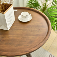 Table basse ronde en bois couleur noyer pour salon avec pieds papillon, décorative, durable et facile à assembler