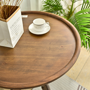 Home Living Room Accent Walnut Color <b>Round</b> Wood <b>Coffee</b> <b>Table</b> with Butterfly Leg - Product Image 4