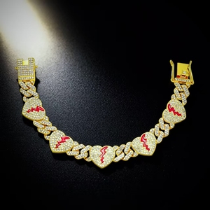 New Hot Selling Simple Design Heart Shape Chain Bracelet Street Hiphop Style Men's Alloy Chain Bracelet Wholesale Jewelry Trendy - Product Image 1