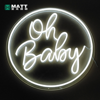 Panneau lumineux LED « Oh Baby » pour décoration murale de chambre d'enfant, idéal pour baby shower, chambre de bébé, chambre d'enfant, inscription lumineuse