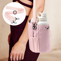 Sac de sport magnétique SHQC en nylon imperméable avec poche zippée pour téléphone, bandoulière, écologique, antidérapant, réglable, pour bouteille d'eau, rose