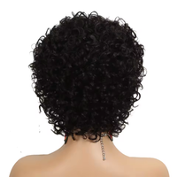 Perruques courtes bouclées cheveux rebondissants Afro Wave cheveux brésiliens coupe Pixie perruque de cheveux humains faite à la machine avec une frange pour les femmes noires