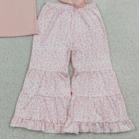 Ensembles d'Halloween pour bébés filles : Haut brodé citrouille fantôme BOO et pantalon patte d'éléphant imprimé léopard – Vente en gros