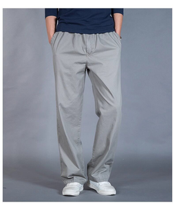 Pantalon large pour <span class=keywords><strong>homme</strong></span> 100% coton, coupe droite minimaliste, pantalon décontracté ample, style City Boy, taille élastique, chinos - Product Image 1