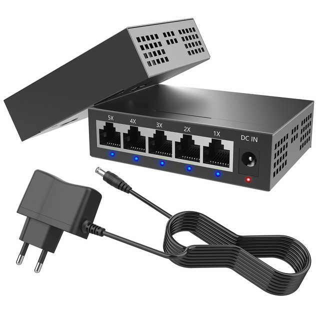 Network Switch Manufacturer 5 Port Unmanaged 10 / 100 / 1000Mbps Metal Case Fast Gigabit Ethernet Network Switch