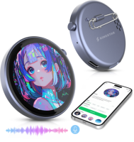 Badge numérique intelligent AI avec assistant vocal, écran tactile IPS 1,65 pouces, affichage animé personnalisé, Bluetooth, rechargeable