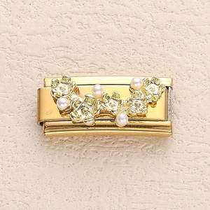 Vente en gros de breloques DIY en vrac 20x9mm, série Fleurs Modulaires, en acier inoxydable, pour bracelets italiens, bijoux et cadeaux pour femmes et hommes - Product Image 3