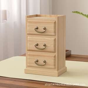 Solid Wood Jewelry <b>Box</b> Drawer Style <b>Vintage</b> Wooden Storage Cabinet Desktop Organizer Rectangle 14x10x22.5cm - Product Image 4