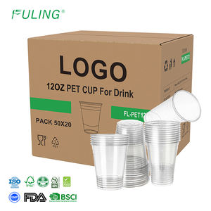 FULING Paquete de 50 Vasos de Plástico <span class=keywords><strong>PET</strong></span> Personalizados de 12 oz, Vasos Desechables para Bebidas Frías - Product Image 1