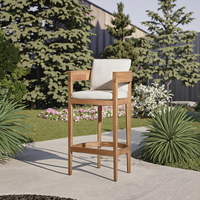 Chaise de bar en teck massif avec dossier incurvé et assise confortable pour patio extérieur de luxe