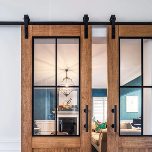 Urban <span class=keywords><strong>Loft</strong></span> Essential: Portes de grange en verre dépoli avec films de confidentialité pour Studio Apartments Barn Wood Door - Product Image 1