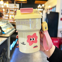 Vente en gros de tasses à café en acier inoxydable de qualité alimentaire 316 de 400 ml, motif floral mignon, thermos facile à nettoyer avec cordon portable détachable