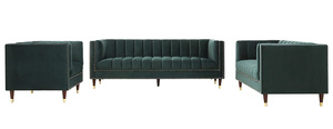 Ensemble de canapés Chesterfield de luxe Winforce Meubles de salon en bois massif avec boutons en velours tuftés convertibles au design nordique moderne - Product Image 6