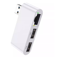 Adaptateur Ethernet USB 2.0 vers RJ45 3-en-1 avec 2 ports USB, station de charge multifonction pour accessoires TV et informatiques