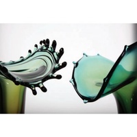 Vase Centre de Table en Verre Artistique de Murano Soufflé à la Main Émeraude Ambre avec Bordure Ondulée Unique pour Décoration d'Hôtel