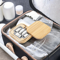 Kit adaptateur multi-USB avec boîte de rangement en PVC bambou - Convertisseur de gestion de câbles portable à chargement rapide USB promotionnel