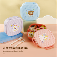 Op maat gemaakte babyblauwe Japanse bento box, vaatwasserbestendig, 1300ml, BPA-vrij, lekvrij, magnetronbestendig, kinderlunchbox met bestek