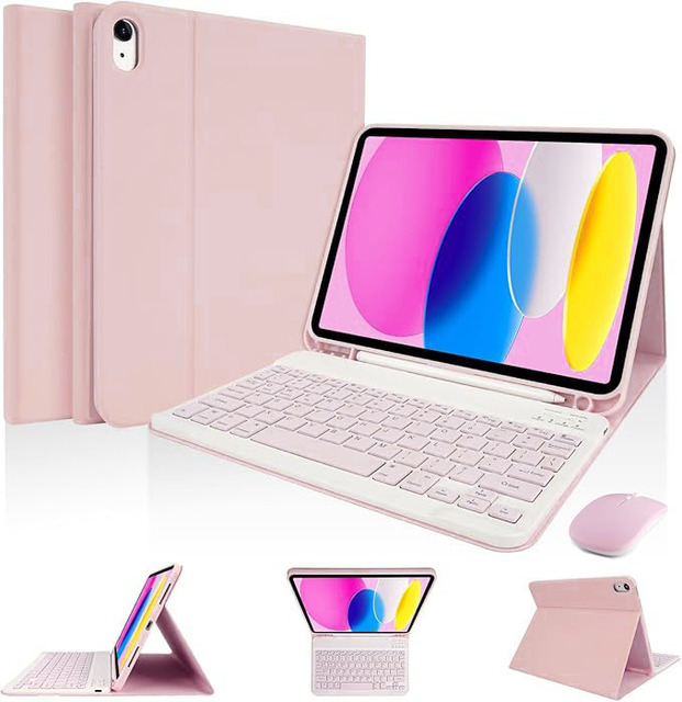 Backlit Bluetooth Keyboard Case with Pencil Holder for iPad 10th Gen 10.9 Inch Slim Multi-Angle Protective Tablet Cover