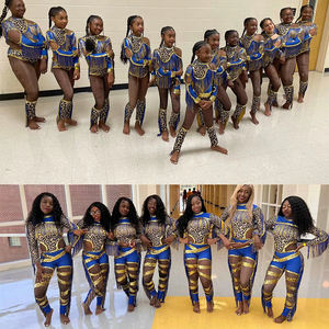 فريق الرقص الأسود ماغوريت الزي أفرول الترتر الأزرق ملابس الرقص لأداء مخصص ماغوريت الرقص الزي الرسمي مع هامش - Product Image 4