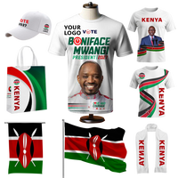 Camiseta de recuerdo personalizada para las elecciones generales de Kenia 2027 - Diseño de orgullo nacional con bandera y mapa, estampado por sublimación para el evento político