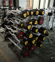 Barre de musculation en acier avec revêtement en caoutchouc – Barre de levage de poids commerciale durable et écologique pour l'entraînement de force