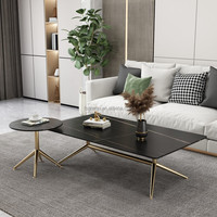Ensemble de table basse de bureau en marbre moderne et très vendu, meubles de maison, table d'appoint en acier inoxydable pour le salon