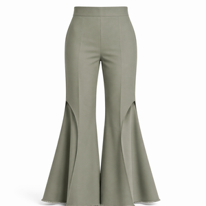Pantalon évasé taille haute CURVE SPLIT pour <span class=keywords><strong>femme</strong></span>. Panneau contrastant ton sur ton, ourlet brut, pli avant prononcé. - Product Image 1