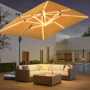Ombrellone da Giardino di Lusso 3m con Luce LED Solare in Alluminio Parasole a Sbalzo Commerciale per Spiaggia e Patio - Product Image 1
