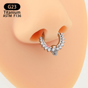 Piercing de Nariz de Titanio F136 con Incrustaciones de Zirconia, Joyería para Cartílago - Product Image 3