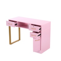 Nouvelle table de manucure simple en bois rose pour salon de beauté moderne, avec collecteur de poussière HONGZI HZ2091, super durable