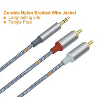 Kabel Audio adaptor Splitter Hifi Y, 3.5mm jantan ke kabel AV Stereo jantan 2RCA untuk Speaker komputer