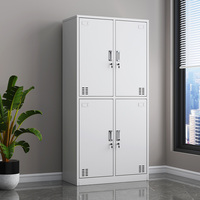 Armoire Métallique à 4 Portes, Armoire de Rangement en Acier, Armoire de Rangement Verrouillable, pour Dortoir, Salle de Sport, École, Bureau et Maison
