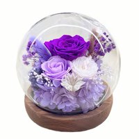 Flor Preservada Real en Cúpula de Cristal, Regalo del Día de la Madre para Mamá, Mujer, Navidad y Ocasiones de Graduación