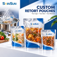 Sachet de cuisson sous pression OEM Premium transparent et sûr, résistant aux hautes températures, pour repas prêts à consommer (carotte, poulet, pomme de terre), 200g 250g, scellé sur trois côtés