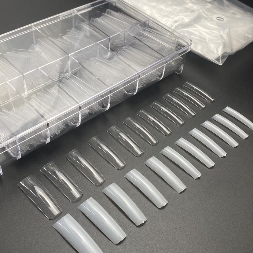 Newest 550pcs XXL Straight Coffin Nail Tips Curved Square Artificial Nails Long French Coffin Nail Tips