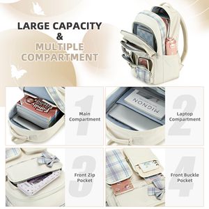Stylish Waterproof Girls <b>Backpack</b> with <b>Lunch</b> Box and Multi-Compartment Design for School Travel and Daily Use - Product Image 2