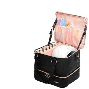 Free Sample <b>Nail</b> <b>Polish</b> Organizer Case Double-Layer <b>Nail</b> <b>Polish</b> <b>Storage</b> Bag with Adjustable Dividers For Women - Product Image 1
