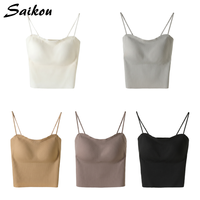 Débardeur côtelé sans couture avec soutien-gorge intégré, rembourré, sexy, push-up, sans armatures, respirant et écologique