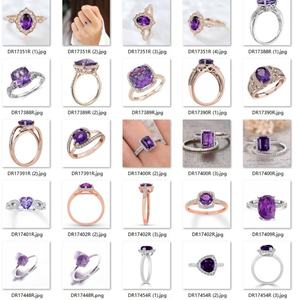 Hermoso Anillo Infinito de Plata de Ley 925 con Amatista Rodeada de Brillantes Diamantes - Product Image 3