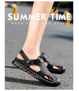 <span class=keywords><strong>Sandales</strong></span> de plage imperméables pour hommes en cuir véritable cousues à la main, <span class=keywords><strong>sandales</strong></span> de randonnée et d'<span class=keywords><strong>escalade</strong></span> pour hommes - Product Image 6