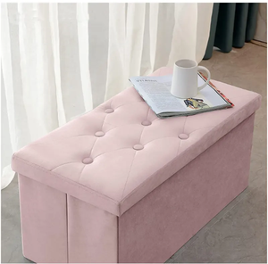 Velours Tabouret <span class=keywords><strong>Pliable</strong></span> Chaise longue Ottoman En <span class=keywords><strong>Bois</strong></span> <span class=keywords><strong>Banc</strong></span> - Product Image 3