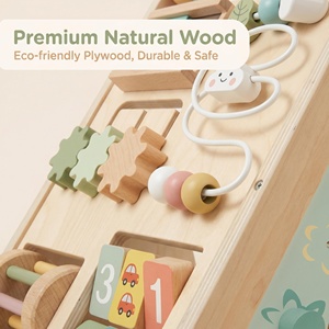 Marche-bébé en bois multifonctionnel avec labyrinthe de perles, engrenages, trieur de formes, <span class=keywords><strong>boulier</strong></span> et tableau d'activités éducatif pour tout-petits - Product Image 3