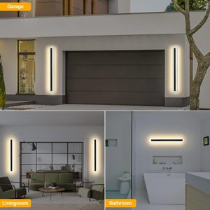 Lámpara de Pared Moderna para Exteriores de Hierro y Acrílico, 110V 220V IP65, 3000 4000 6000K, Aplique de Jardín, Lámpara LED Larga - Product Image 2