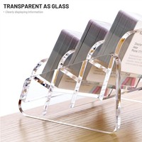 Porte-cartes de visite en acrylique transparent incliné à 3 niveaux, support d'affichage de bureau pour la réception