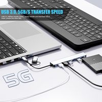 7-in-1 Computer Hardware Software Type C to USB 3.0 & 2.0 Hub Splitter Extender Multiport USB C Adapter for Laptop in Stock