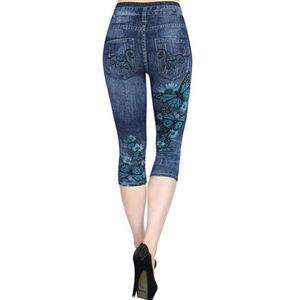 Legging court pour femme, pantalon imitation jean, extensible, longueur mollet, culotte taille haute, <span class=keywords><strong>jegging</strong></span>, nouvelle collection été - Product Image 3
