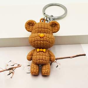 Nuevo Llavero Creativo de Silicona con Diseño de Oso Tejido, Llavero de PVC Colorido con Oso para Regalo Promocional - Product Image 5